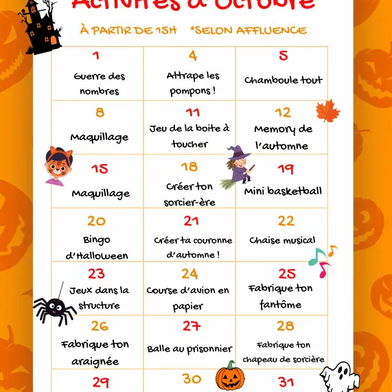 Activités d'octobre