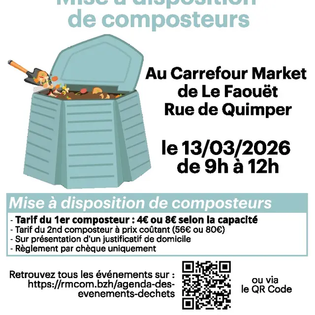Affiche permanence de mise à disposition de composteurs Carrefour Market mars 2026