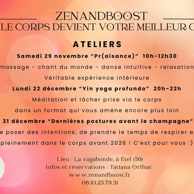 PLANNING ZENANDBOOST - ICI LE CORPS DEVIENT VOTRE MEILLEUR GUIDE