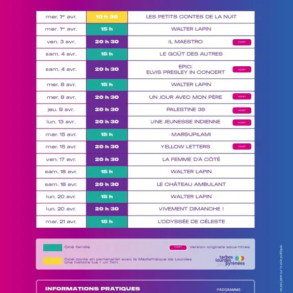 Cinéma Le Palais 1er au 21 avril