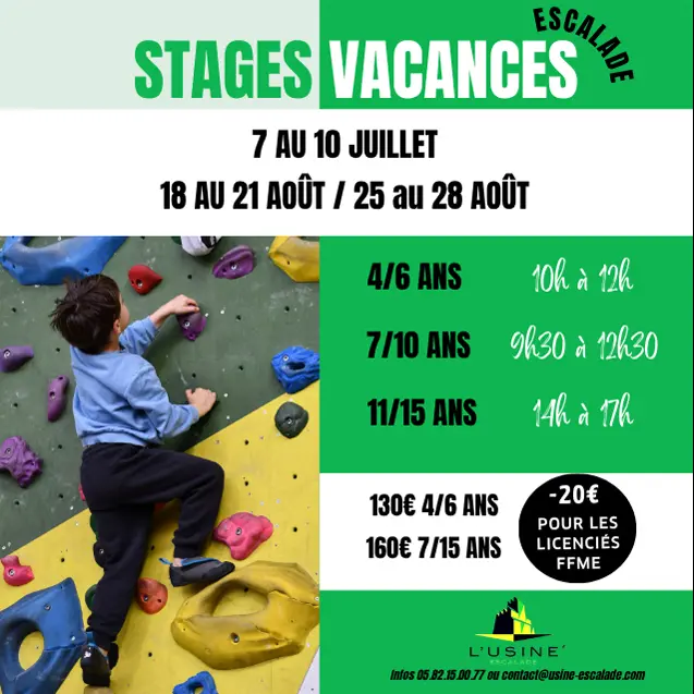 Stages vacances Escalade