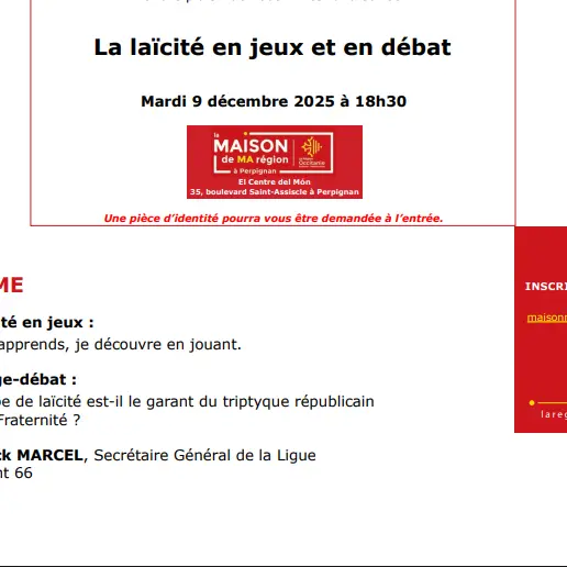 « La laïcité en jeux et en débat » - Décembre 2025
