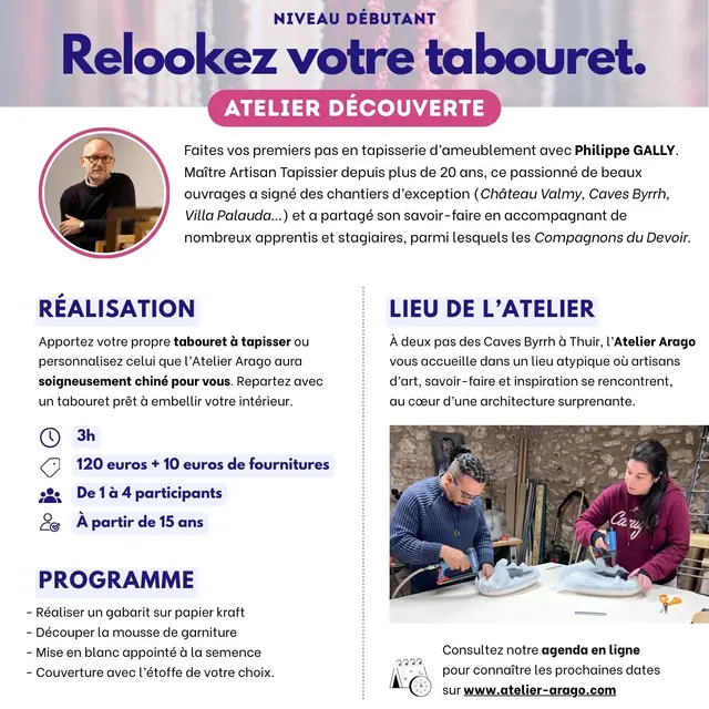 NEW Fiche atelier A4 - 1- ATELIER DECOUVERTE : Relookez votre tabouret