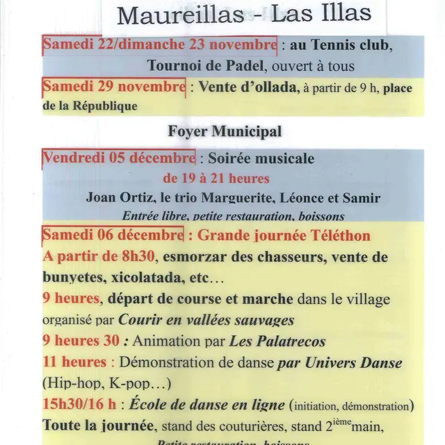 2025 nov déc téléthon programme