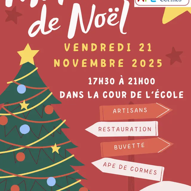 Affiche Marché de Noël Moderne et Simple Illustrations Rouge - 1