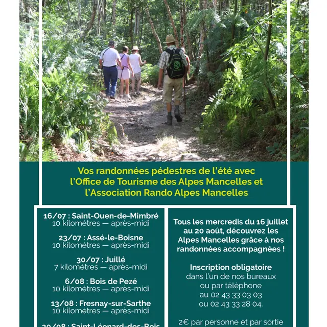 Affiche randonnées estivales 2025 - OT Alpes Mancelles