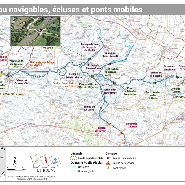 Plan des voies navigables et des écluses