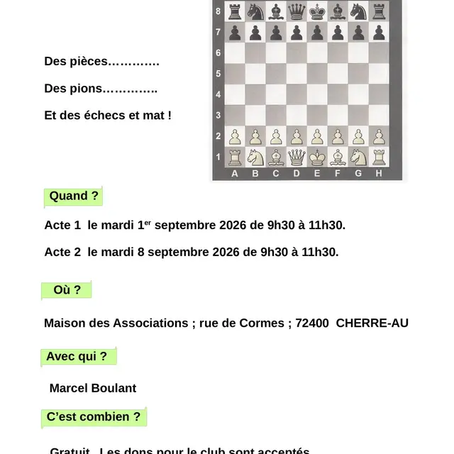 Stage échiquier cherréen