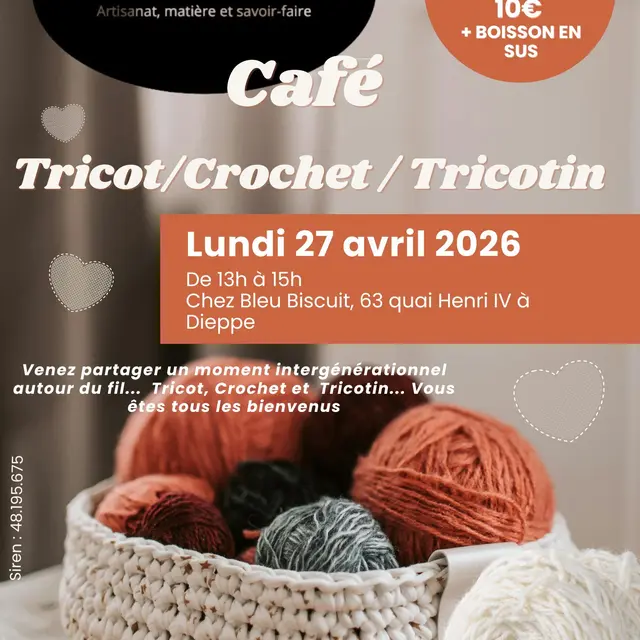 Affiche Annonce Atelier Tricot Photo Moderne Illustré orange Beige - 1