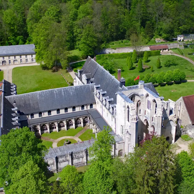Abbaye de Fontenelle Saint Wandrille Rançon vue aérienne Caux Seine Normandie tourisme