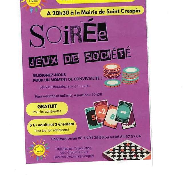 Affiche soirée jeux Saint Crespin