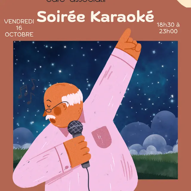 Noir et rose moderne illustré karaoké affiche - 1