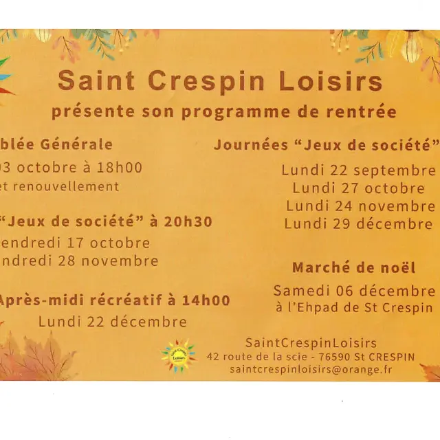 Saint-Crespin Loisirs programme