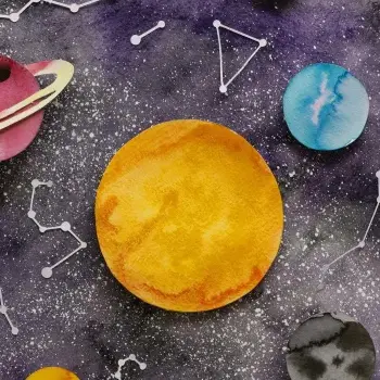 Disposition à plat de planètes en papier