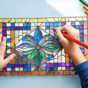 apprenti vitrailliste -abbaye de Jumièges