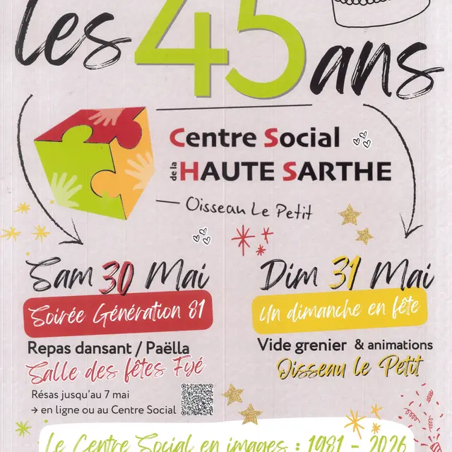 45 ans Centre Social de la Haute Sarthe Oisseau-le-Petit 30-31 05 2026