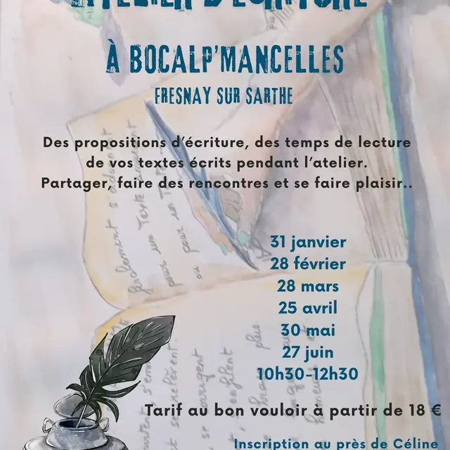 Ateliers d'écriture 1er sem 2026 Sur le bout de la Plume Fresnay-sur-Sarthe