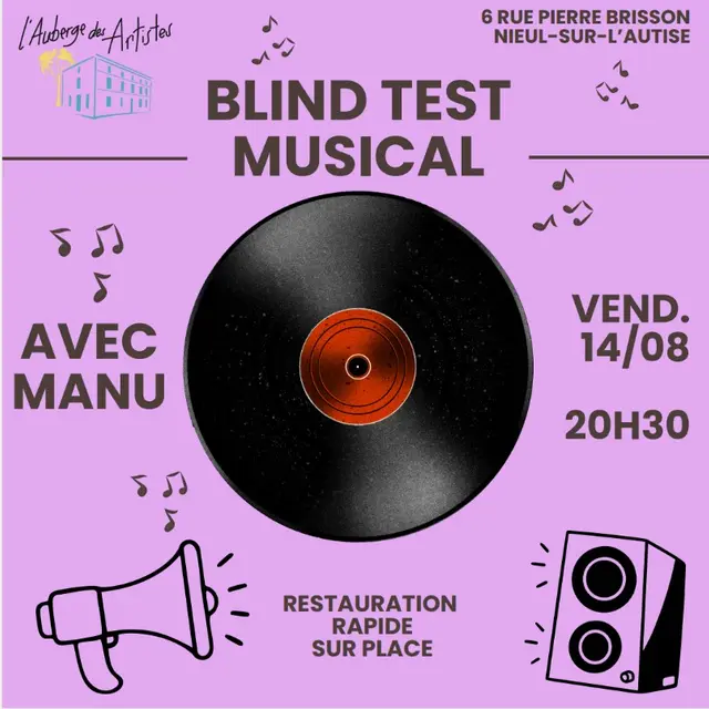 Blind Test Auberge des Artistes