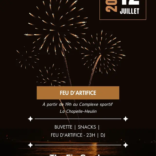Affiche Fête Nationale 14 Juillet, feu d'artifice illustrated bleu marine - 1