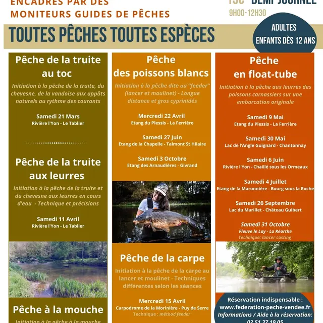 Stages de pêche 1/2 journée 2026