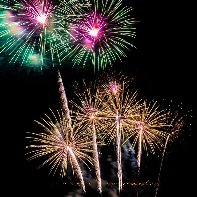 Beautiful colorful firework display at night for celebrate