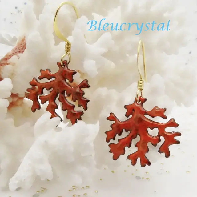 boucles emaillées corail, cuivre
