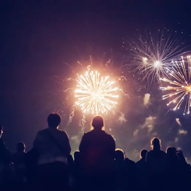 Crowd watching fireworks