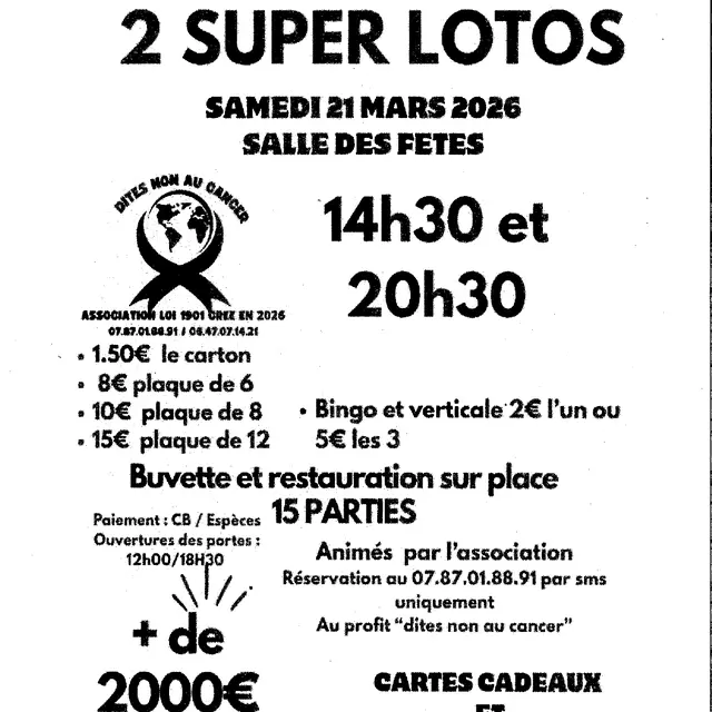 2 concours de belote 21 mars