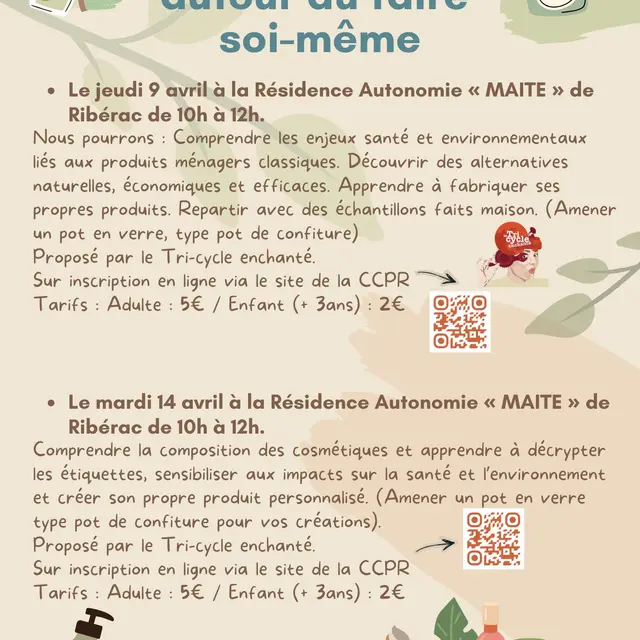 Ateliers 9 et 14 avril