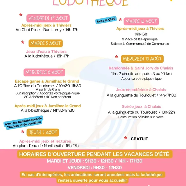 Programme d'été ludothèque 2025 - 2