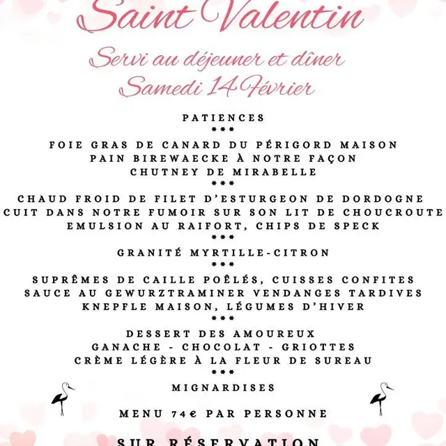 la table alsacienne-MENU SAINT VALENTIN 2026