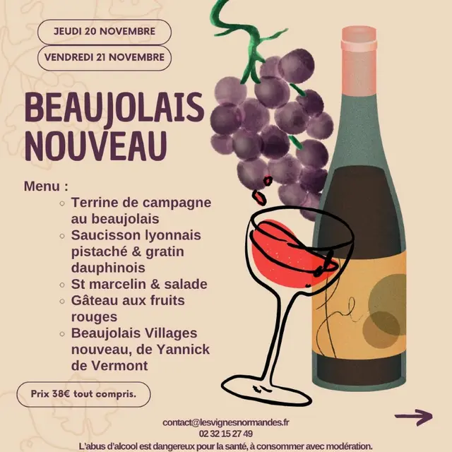Beaujolais nouveau Vignes Normandes Martagny 20.21 11 25