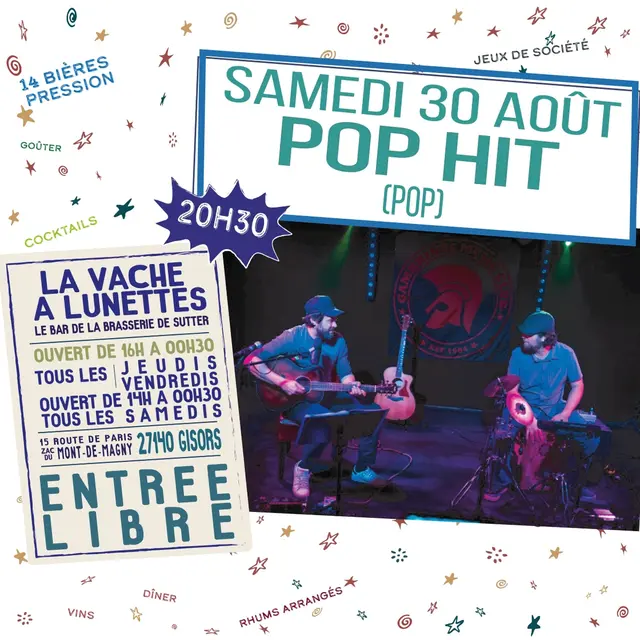 Concert Pop Hit La Vache à Lunettes Gisors 30 08 25