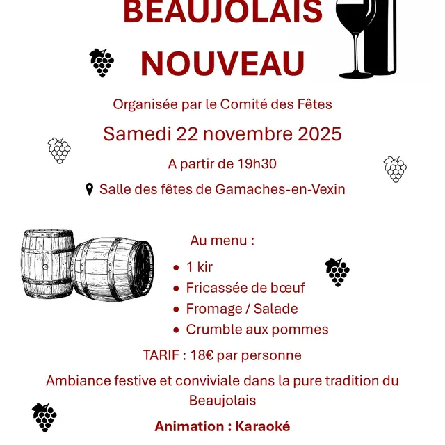 Soirée Beaujolais nouveau Gamaches-en-Vexin 22 11 25
