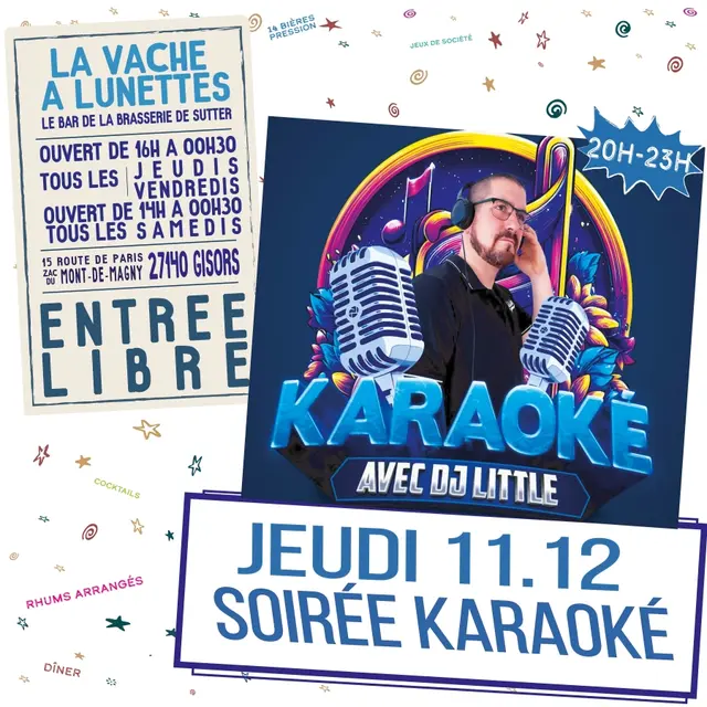 Soirée karaoké La Vache à Lunettes 11 12 25