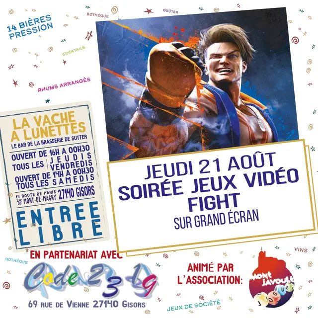 Soirée jeux vidéo fight La Vache à Lunettes 21 08 25