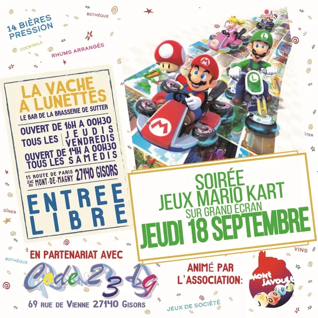 Soirée jeux Mario Kart La Vache-à-Lunettes 18 09 25