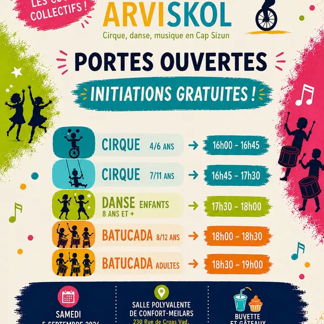 Initiations gratuites Cirque, Danse, Batucada