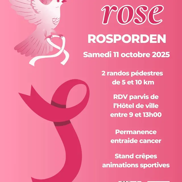 Affiche Octobre Rose Moderne Illustré Blanc Rose Noir - 1