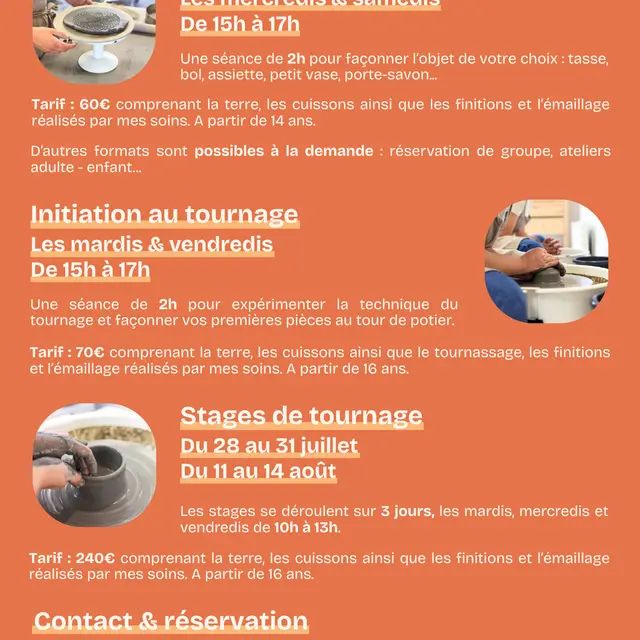 Cours de poterie - Atelier dégourdi - Initiation au tournage