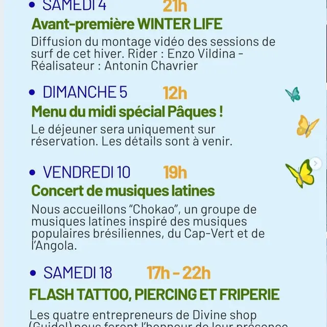 Programme Avril Croas An Ter