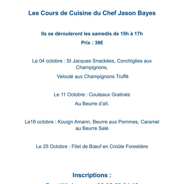 cours de cuisine pointe de mousterlin octobre 2025