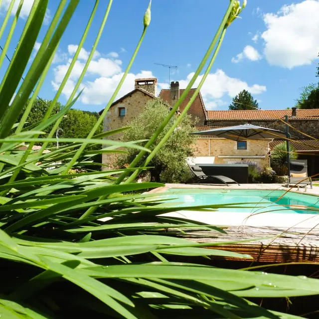 vue-piscine-et-façade-gîte-la-colline-truffière