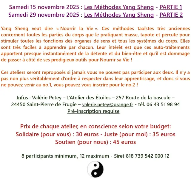 Ateliers 2025 Energétique chinoise