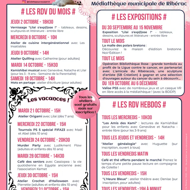 Programme médiathèque octobre
