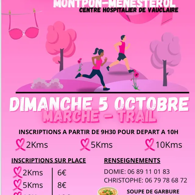 Rando-Trail-Vauclaire-octobre rose-montpon-vallee-isle-dordogne-perigord
