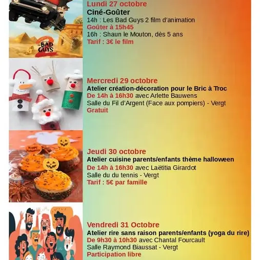 programme vacances Toussaint