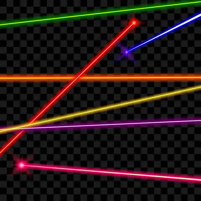 Vector laser beams on transparent plaid background
