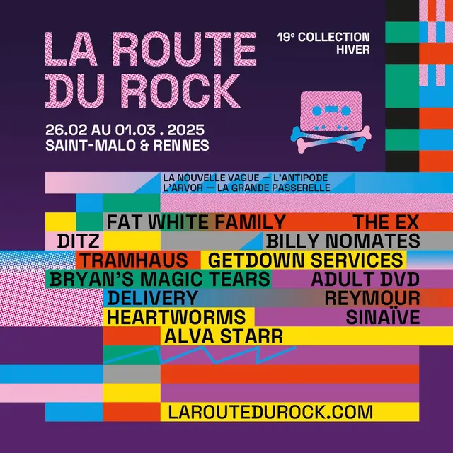 Affiche officielle - Route du Rock - hiver 2025 - Saint-Malo et Rennes