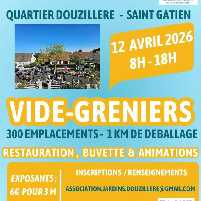Affiche événement vide grenier illustratif coloré - 1